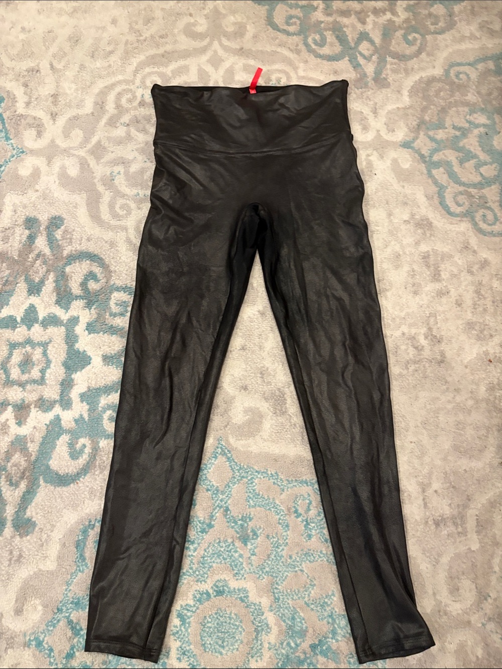 SPANX Black Leggings with Red Brand Tag